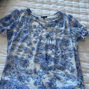 Blue and White Women's Top